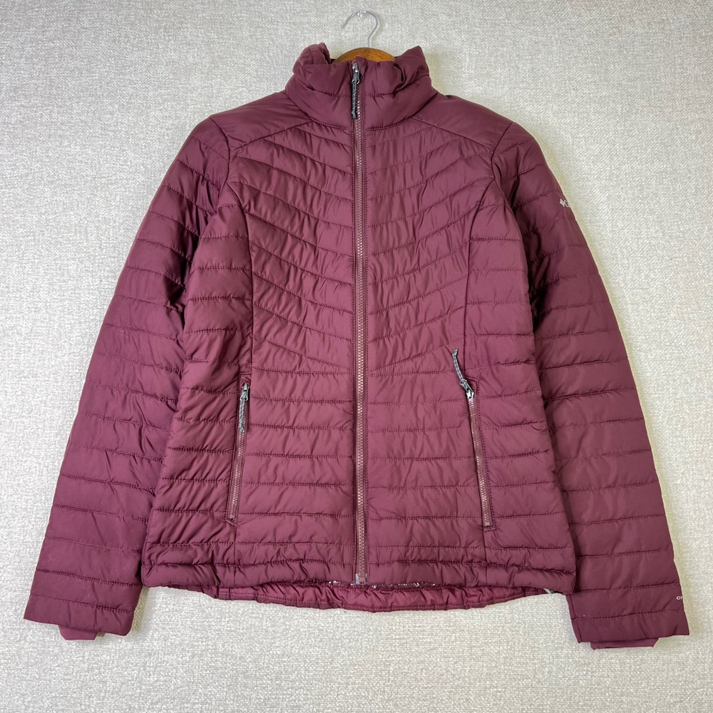 Columbia Women XS Powder Lite Omni-Heat Puffer Jacket Burgundy Wine XL5468